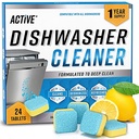 Active Dishwasher Cleaner средство - таблетки для чистки и дезодорации посудомоечных машин, годовой запас, 24шт в упак