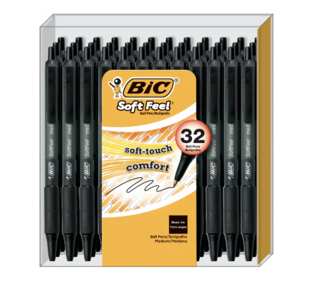 BIC Soft Feel шариковые ручки среднего размера - черные 32 шт
